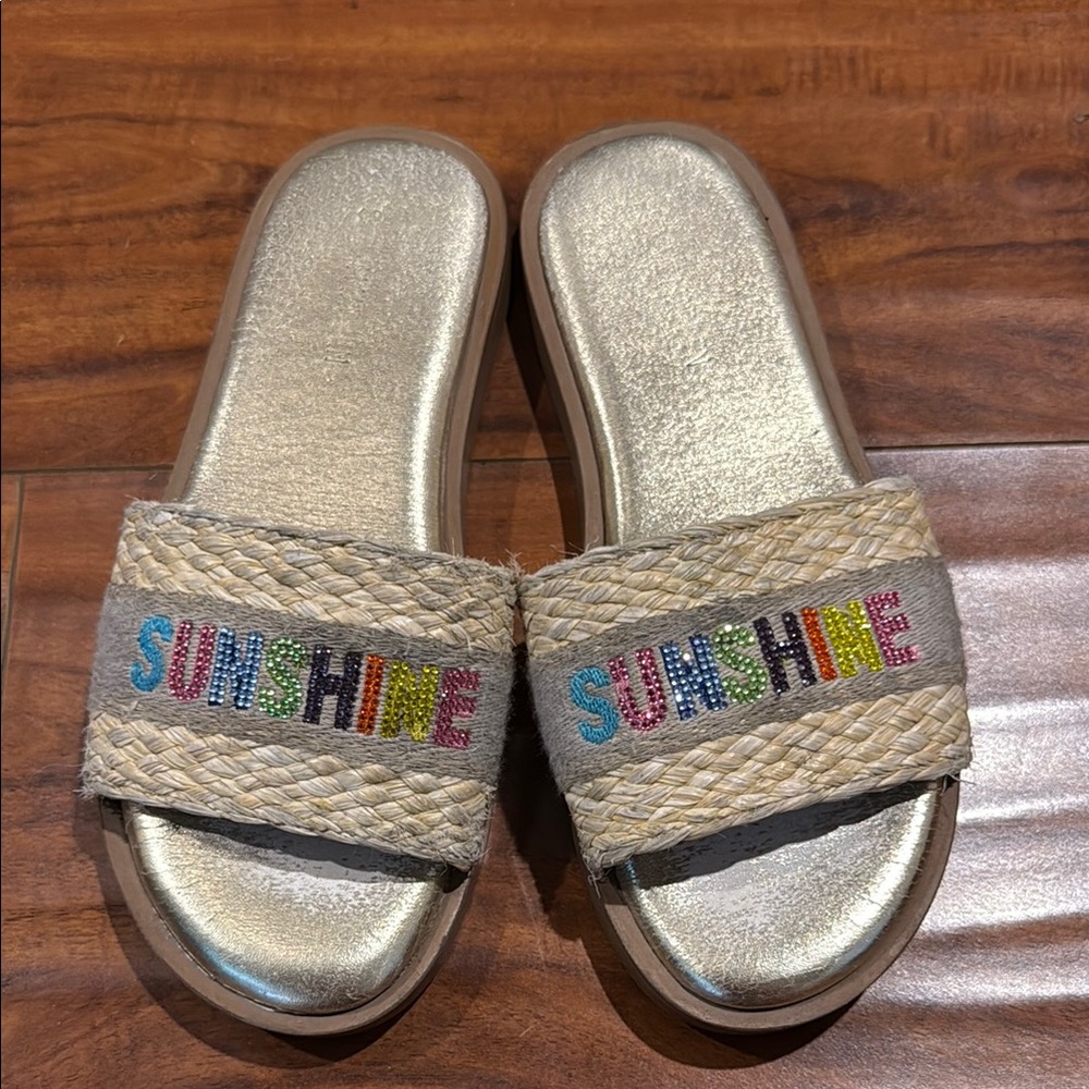 Steve Madden Kids Slide Sandals - Gold and Multicolor